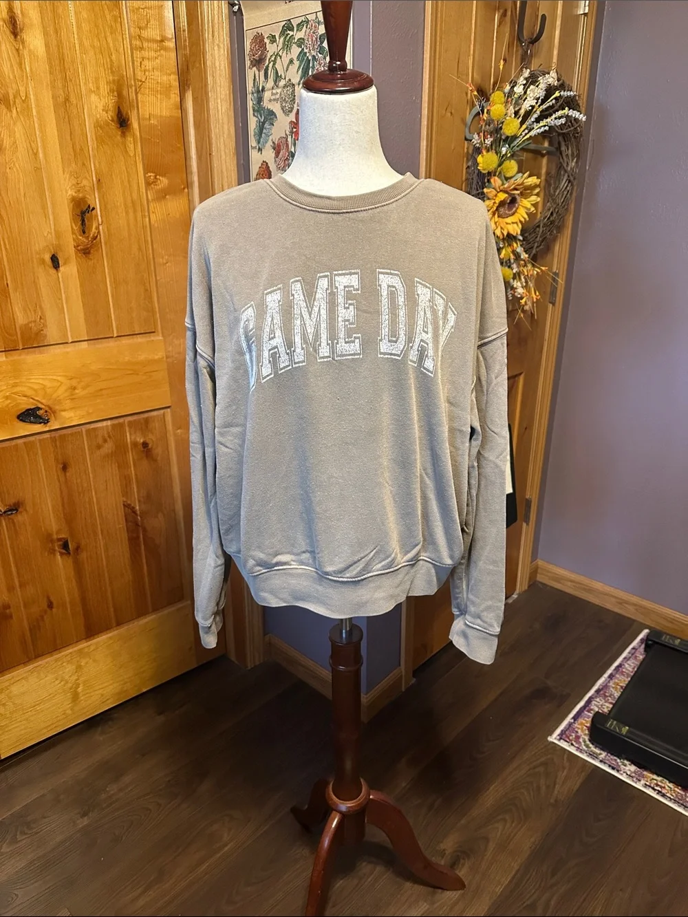 Thread & Supply Taupe 'GAME DAY' Crewneck Sweatshirt